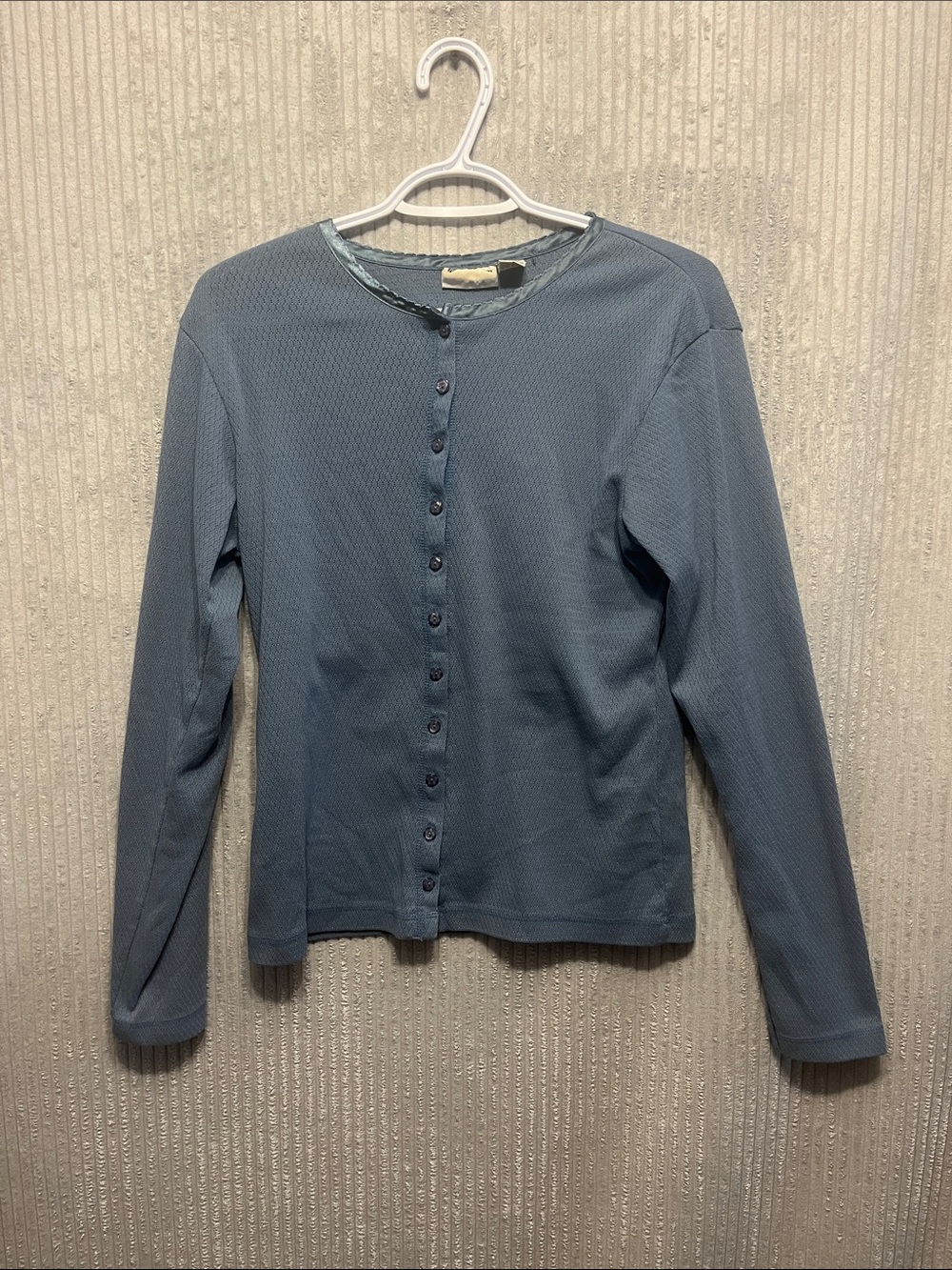 Women's Long-Sleeve Button Front Cardigan - Dusty Blue Large